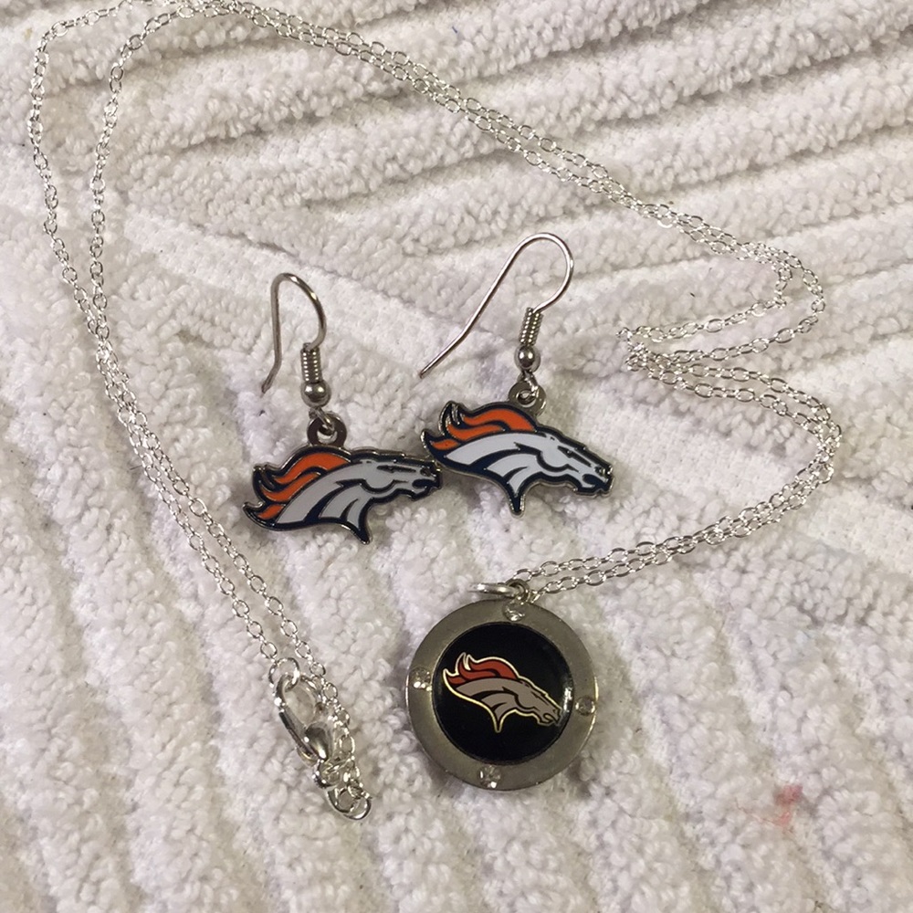 Denver Broncos necklace earrings